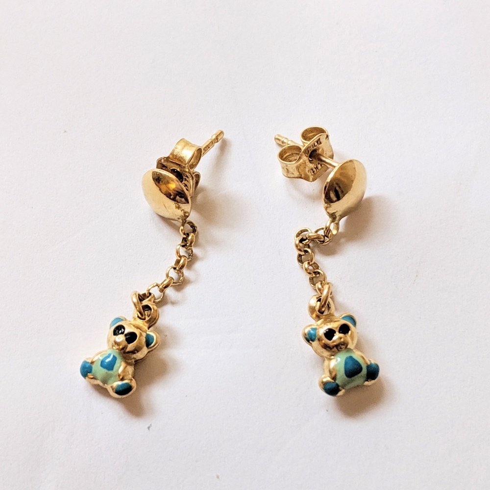 Gold bear earrings